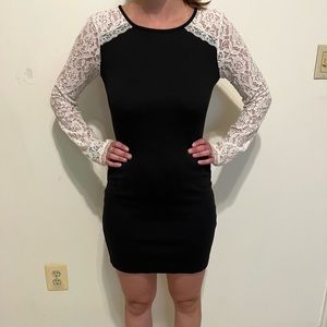 Black lace long sleeve dress